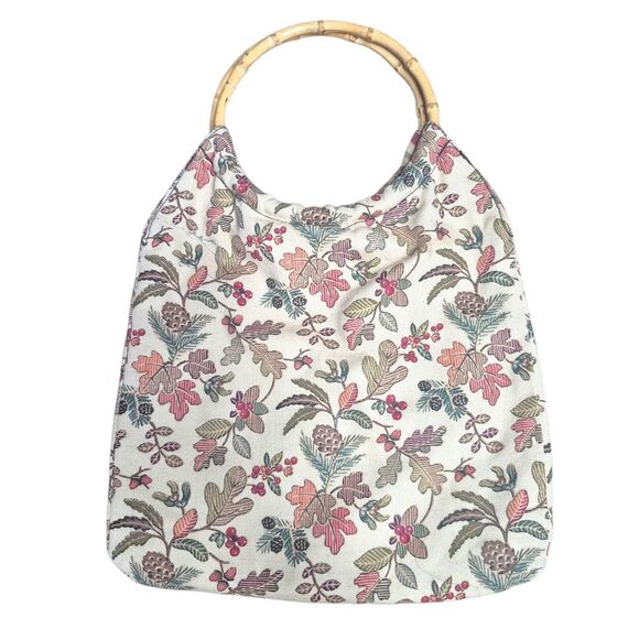 Longaberger Homestead Autumn Fall Foliage Tote with Wooden Handle Vintage 90s - Picture 2 of 4